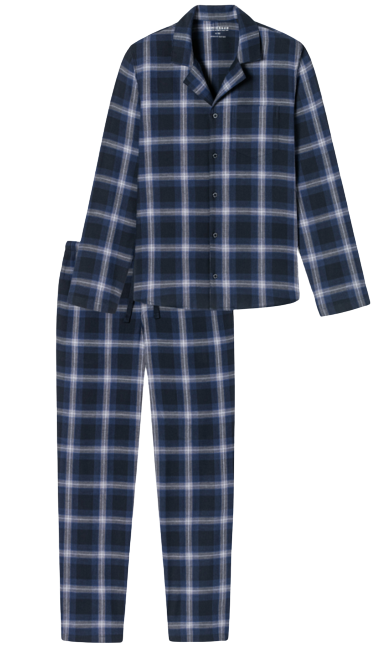 Warming Nightwear Heren Pyjama Geruit Nachtblauw