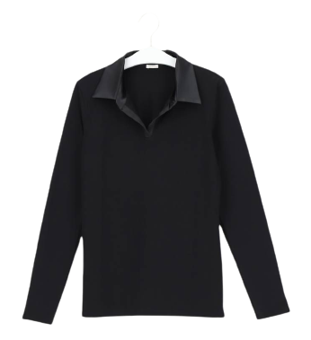 Dames Perfect Line Cotton Polo Shirt Long Sleeve Black