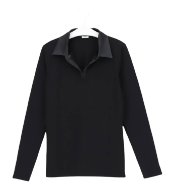 Oroblu Dames Perfect Line Cotton Polo Shirt Long Sleeve Black 9999 voordelig online kopen Vetex