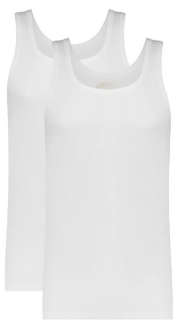 Basics Organic Cotton Stretch Heren Singlet 2-Pack Wit Basics Organic Cotton Stretch Heren Singlet 2-Pack Wit