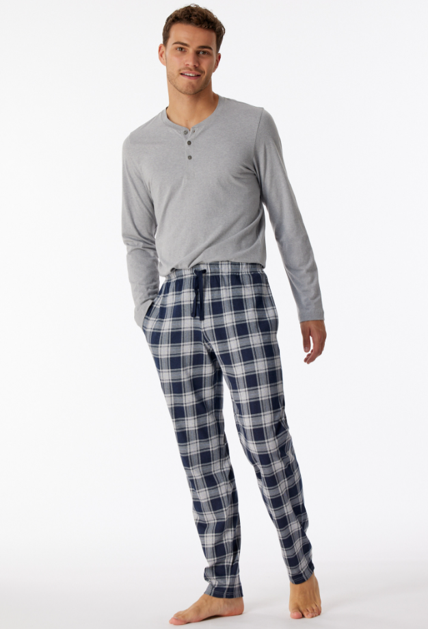 Heren Pyjama Broek Geruit Nachtblauw