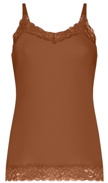 Secrets Dames Spaghetti Top Met Kant Pecan