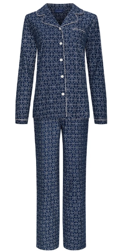 Dames Flanel Pyjama Donkerblauw