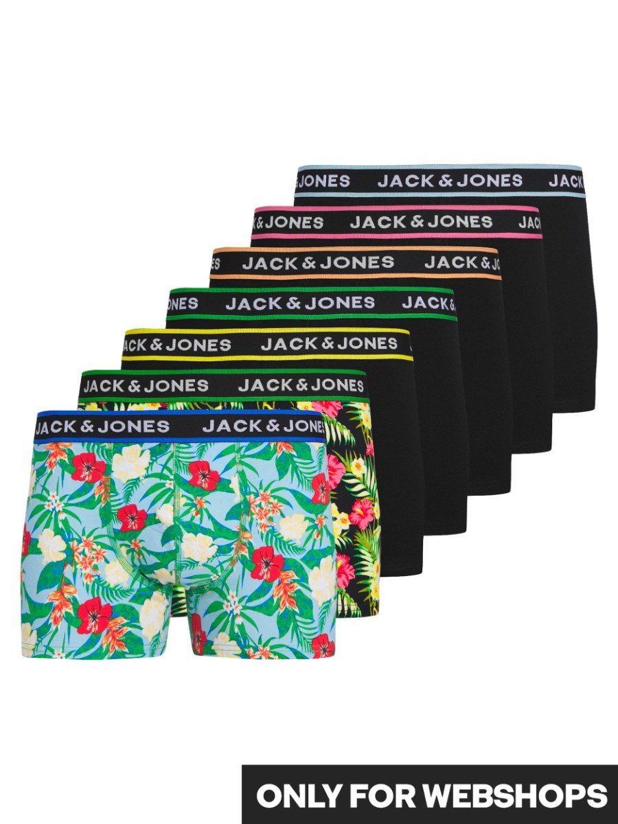 Heren Jacpink Flowers Trunks 7 Pack Zwart