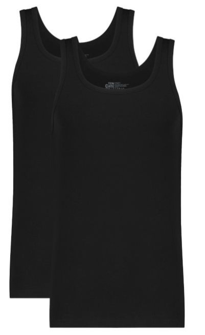 Basics Organic Cotton Stretch Heren Singlet 2-Pack Zwart Basics Organic Cotton Stretch Heren Singlet 2-Pack Zwart