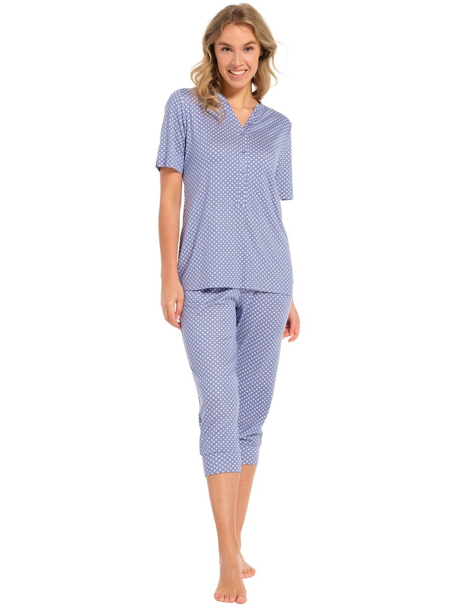 Dames Luxe Pyjama Capri Pants Blauw