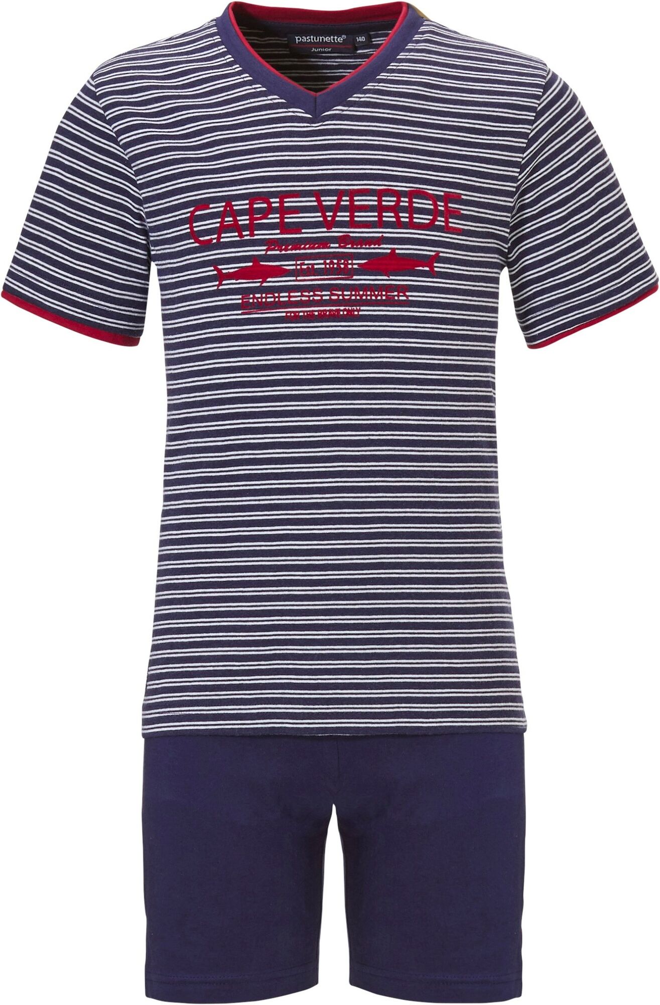 Junior Shortama Blauw/Rood