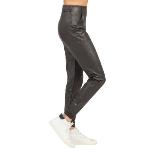 Dames Like-Leather Joggingbroek Zwart