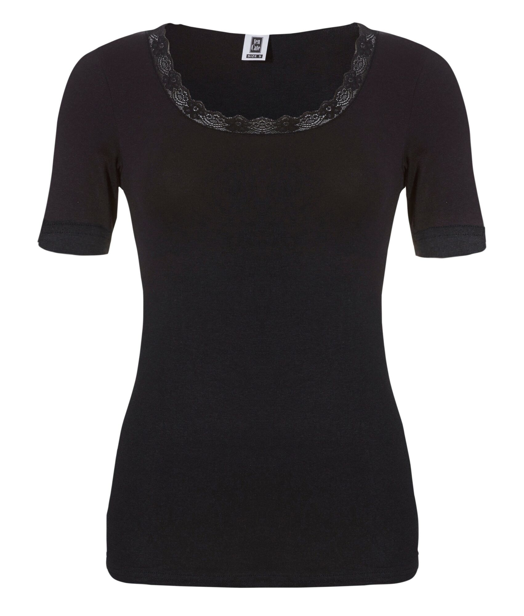 Dames Thermo Lace T-Shirt Zwart