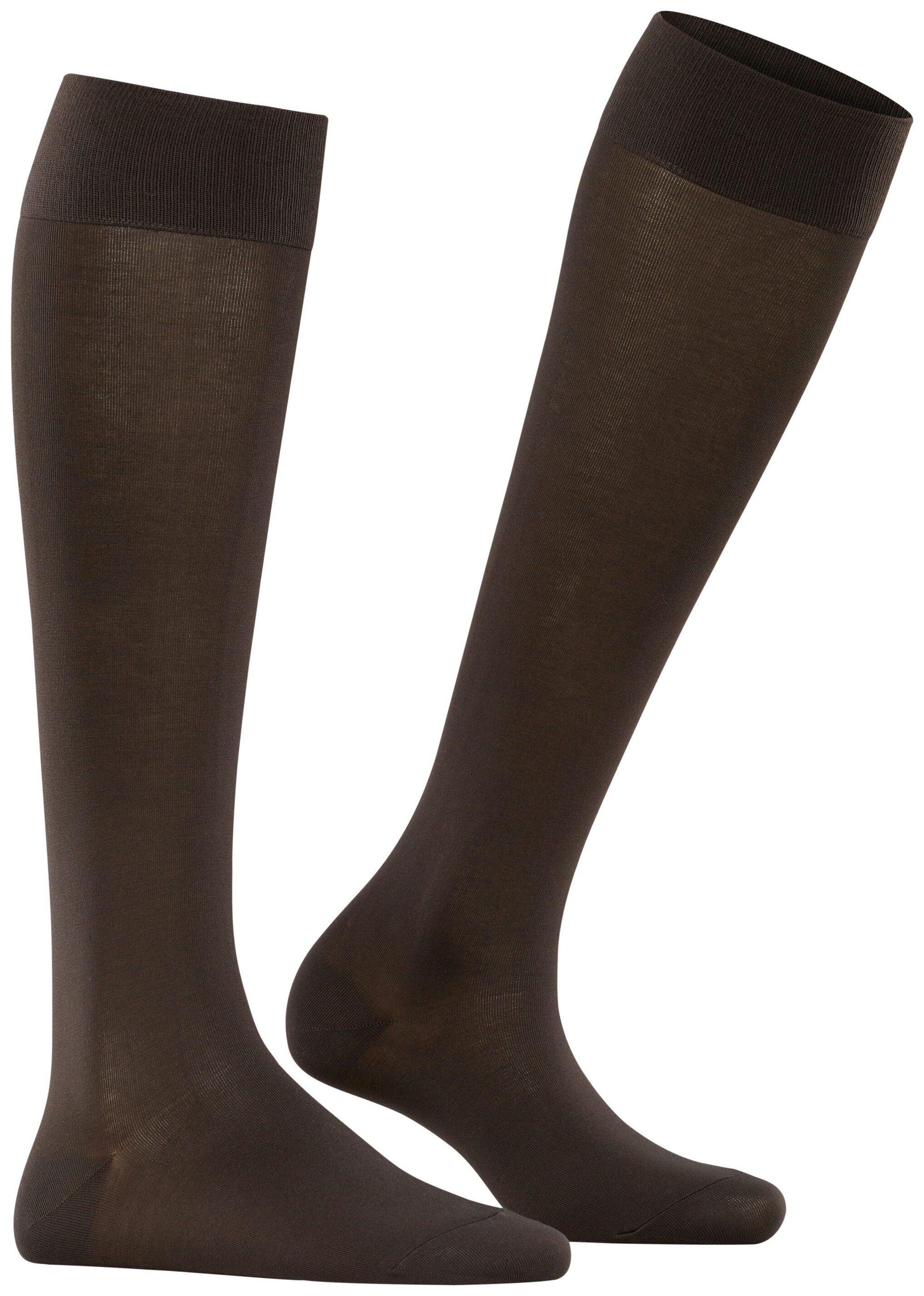 FALKE Dames Cotton Touch Kniekousen Bruin