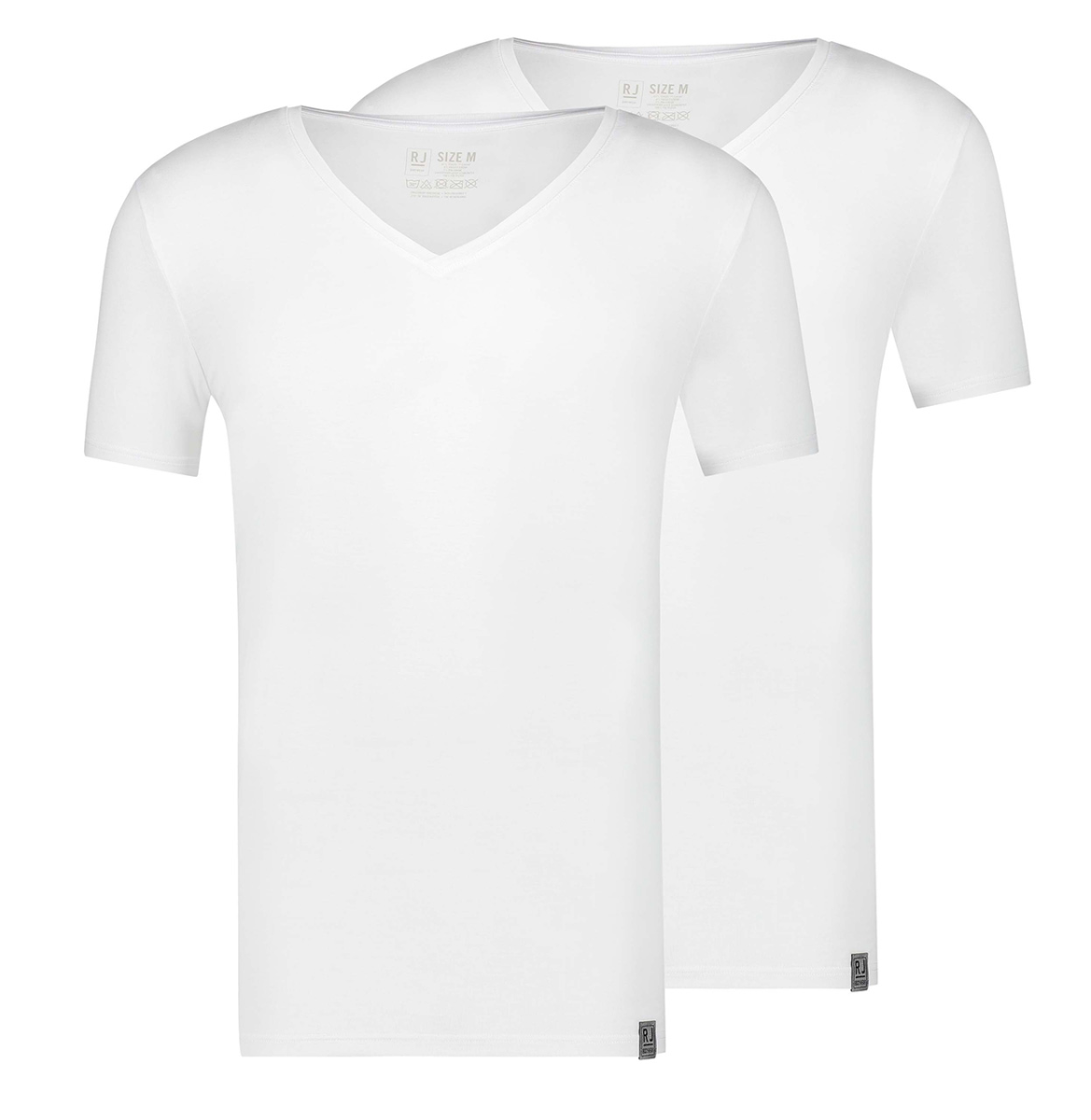 Heren Good Life 2-Pack T-shirt Deep V-Neck Shirt Madrid Wit
