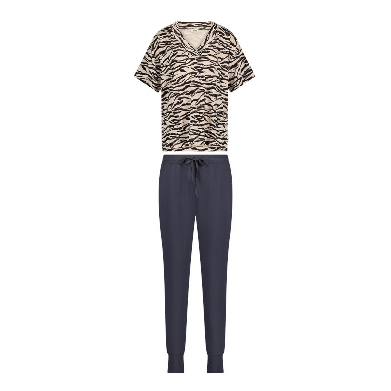Home Dames Pyjama Set Short Sleeve Zebra Mauve