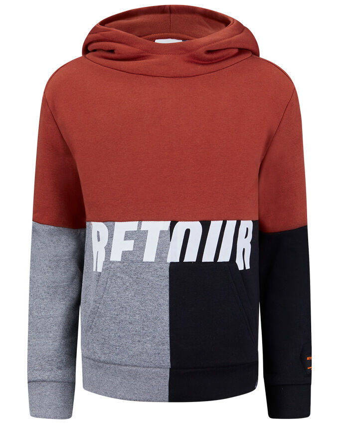 Boys Hoodie Rick Rood/Grijs/Zwart