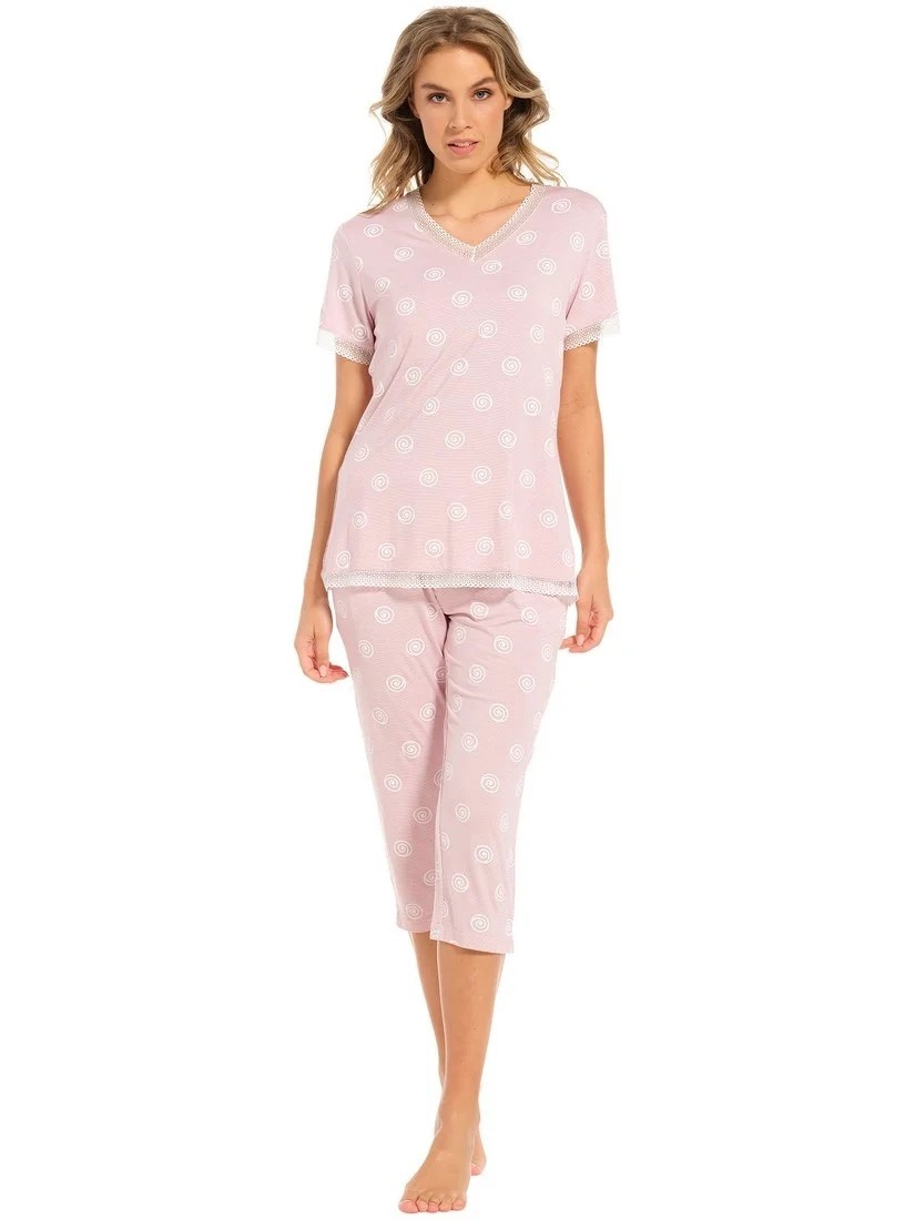 Dames Luxe Pyjama Capri Pants Roze