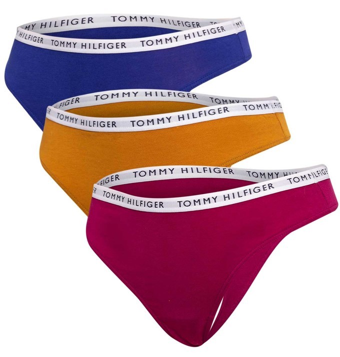 Dames String 3-Pack Blauw/Bordeaux/Oranje