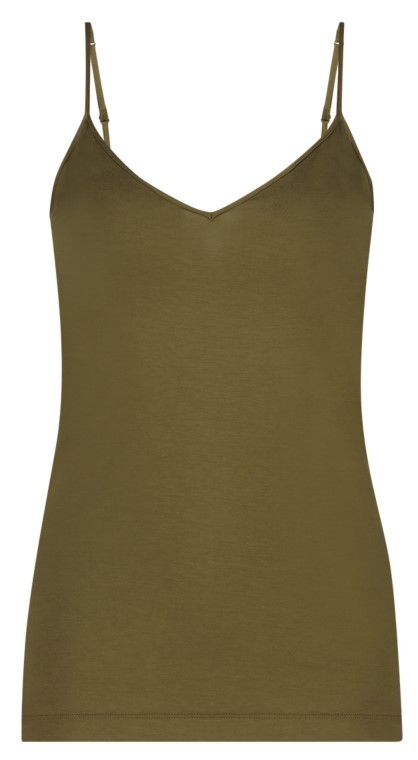 Secrets Modal Dames Spaghetti Top V-Neck Olive Green