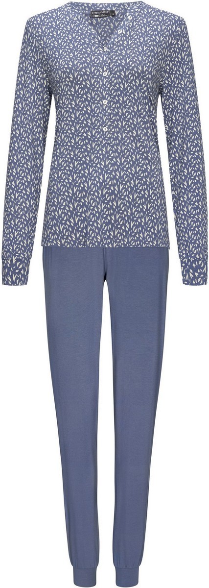 Dames Pyjama Met Boord Dark Blue