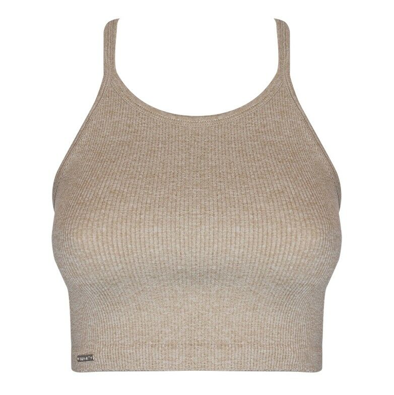 Dames Crop Top Beige