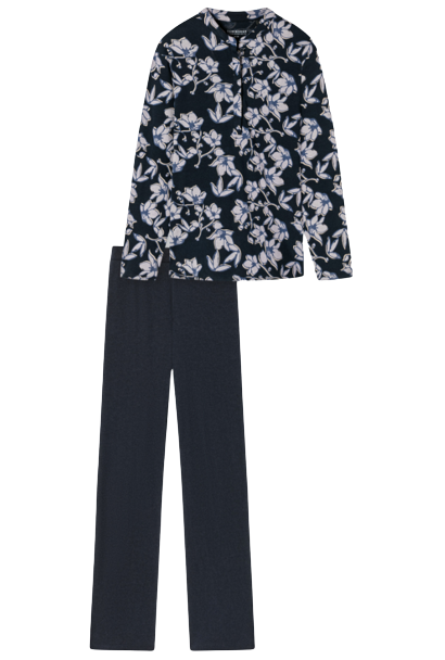 Dames Pyjama Bloemenprint Marineblauw