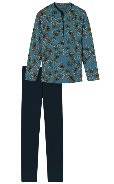 Dames Pyjama Bloemenprint Petrol